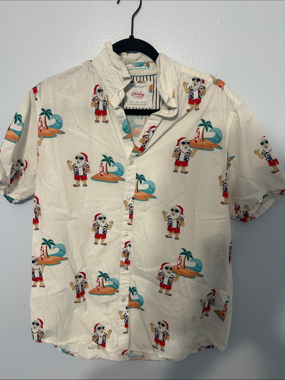 Tropical Santa Button Down